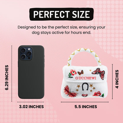 Diggin Designs Sniffany & Co Squeaky Plush Dog Toy Purse | Luxury-Inspired Parody Designer Handbag with Built-in Squeaker, Soft Plush Fashion Dog Toy – Haute Couture Purses & Handbags
