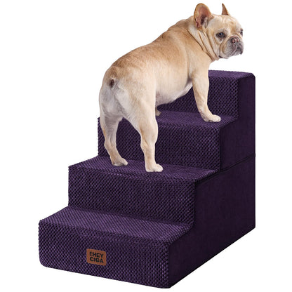 EHEYCIGA Dog Stairs for Bed 18" H, 4-Step Dog Steps for High Bed, Pet Steps for Small Dogs and Cats, Non-Slip Balanced Pet Ramp Indoor, Grey