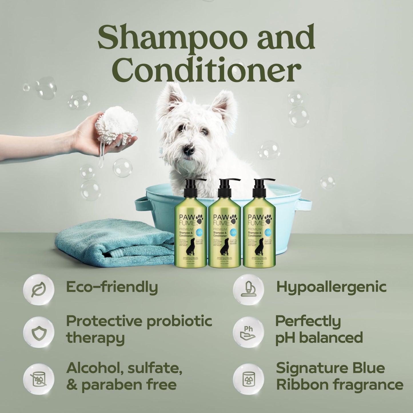 PAWFUME Dog Perfume Spray for Grooming, Blue Ribbon, 1-Pack – Keep Your Pup Fresh All Day – Probiotic, Alcohol-Free, Detangling & Moisturizing – Salon-Quality Dog Spray Deodorizer Perfume