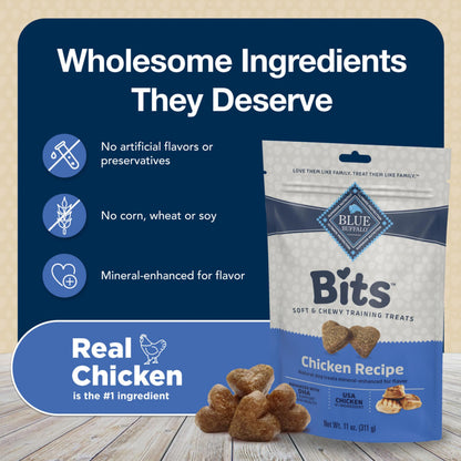 Blue Buffalo Bits Soft Dog Treats for Training, Made with Natural Ingredients & Enhanced with DHA, Beef Recipe, 19-oz Bag
