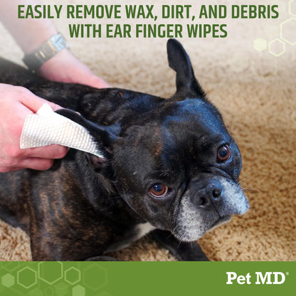 Pet MD Dog Ear Cleaning Wipes – Otic Cleanser for Dogs, Soothing Ear Care with Aloe Vera & Eucalyptus, Regular Wipes, 100 Count