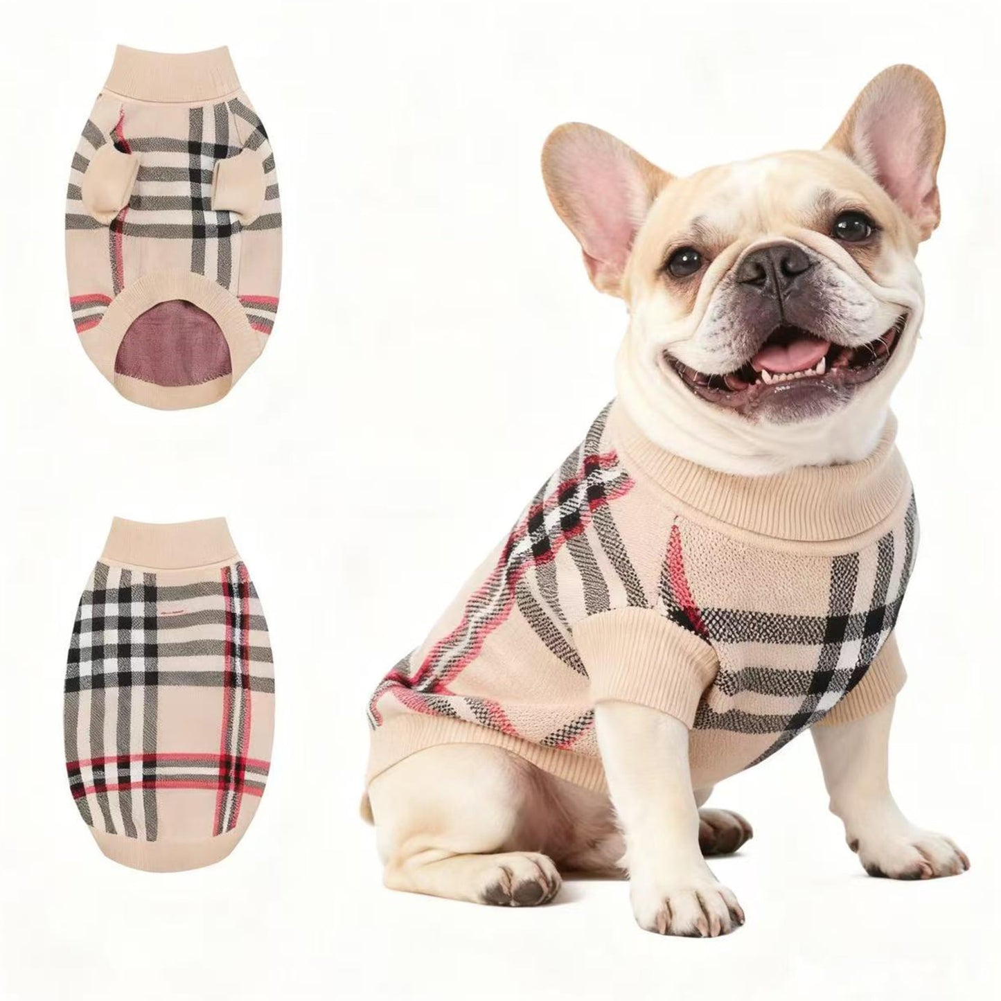 Small/Medium Dog Sweater, Warm Dog Winter Coat w/Sleeves, Comfortable High Neck & Leash Hole, Premium Dog Clothes for Schnauzer-Best for Holidays, Daily Walks M Apricot