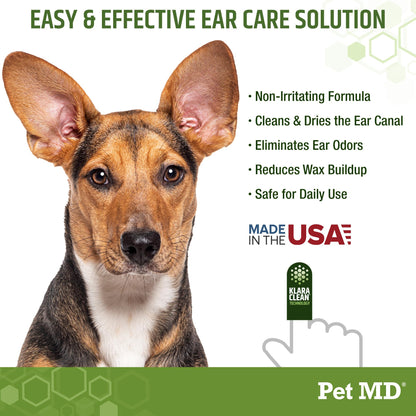 Pet MD Dog Ear Cleaning Wipes – Otic Cleanser for Dogs, Soothing Ear Care with Aloe Vera & Eucalyptus, Regular Wipes, 100 Count