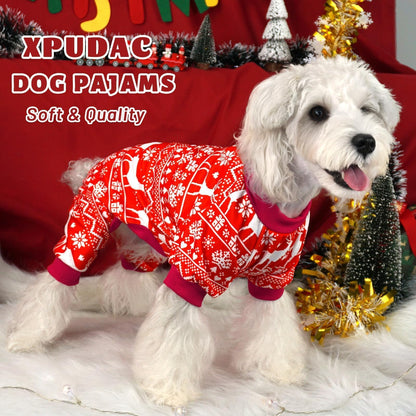 XPUDAC 4 Pack Dog Pajamas Soft Strechy Summer Dog Pjs Puppy Clothes for Small Medium Dogs Boy Girl Cat Pet Outfits, M