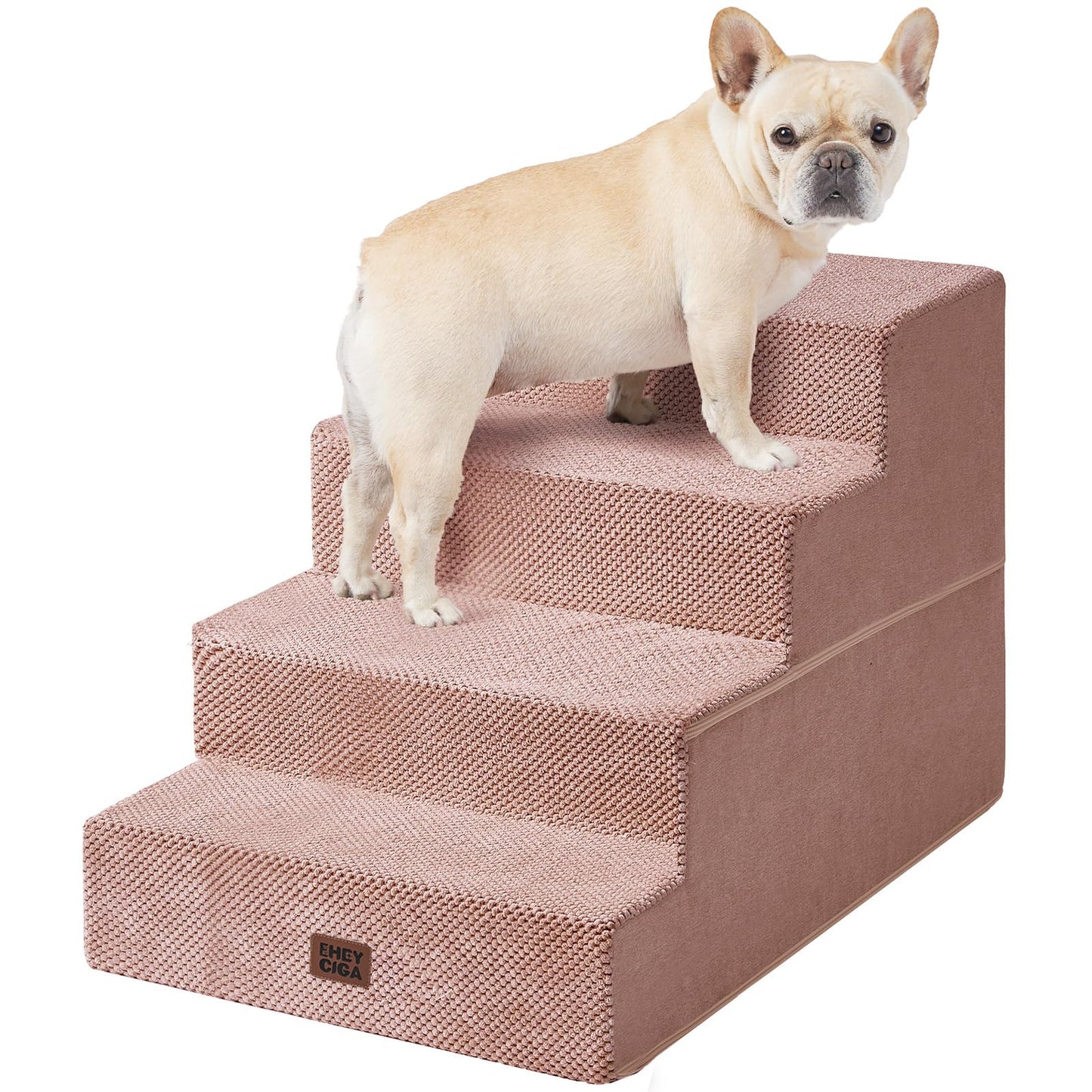 EHEYCIGA Dog Stairs for Bed 18" H, 4-Step Dog Steps for High Bed, Pet Steps for Small Dogs and Cats, Non-Slip Balanced Pet Ramp Indoor, Grey