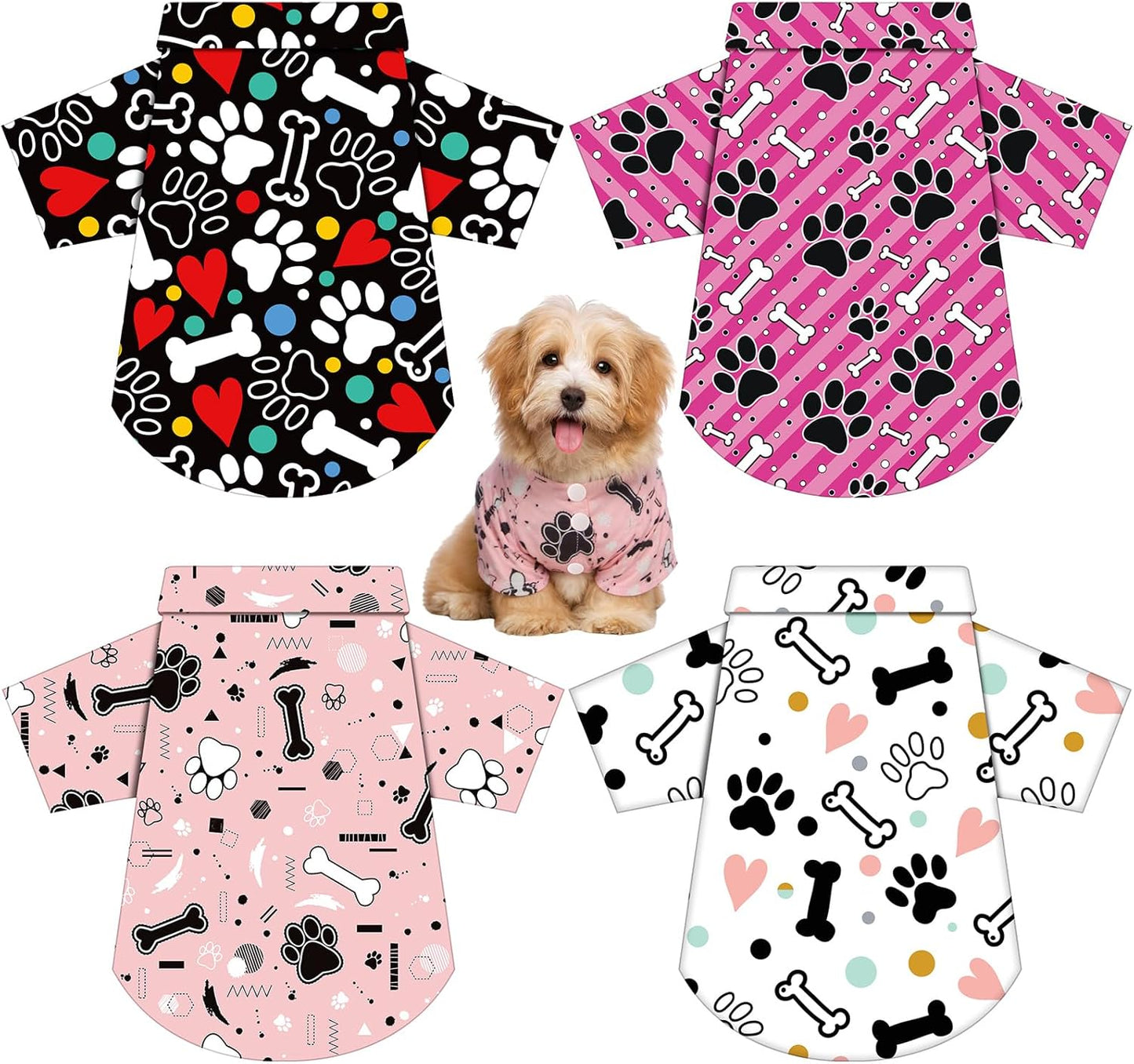 Weewooday 4 Pieces Small Pet Summer T-Shirts Hawaii Style Floral Pet Dog Shirt Breathable Cool Clothes Beach Seaside Puppy Sweatshirt for Puppy(Floral Style,Medium)