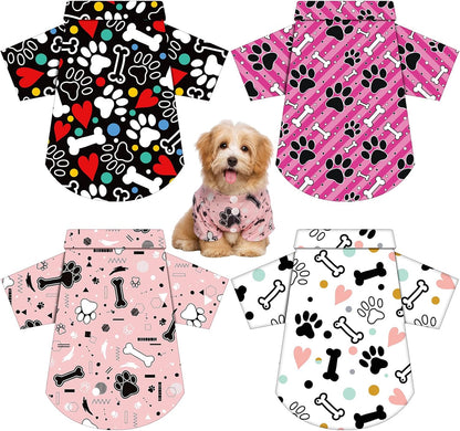 Weewooday 4 Pieces Small Pet Summer T-Shirts Hawaii Style Floral Pet Dog Shirt Breathable Cool Clothes Beach Seaside Puppy Sweatshirt for Puppy(Floral Style,Medium)