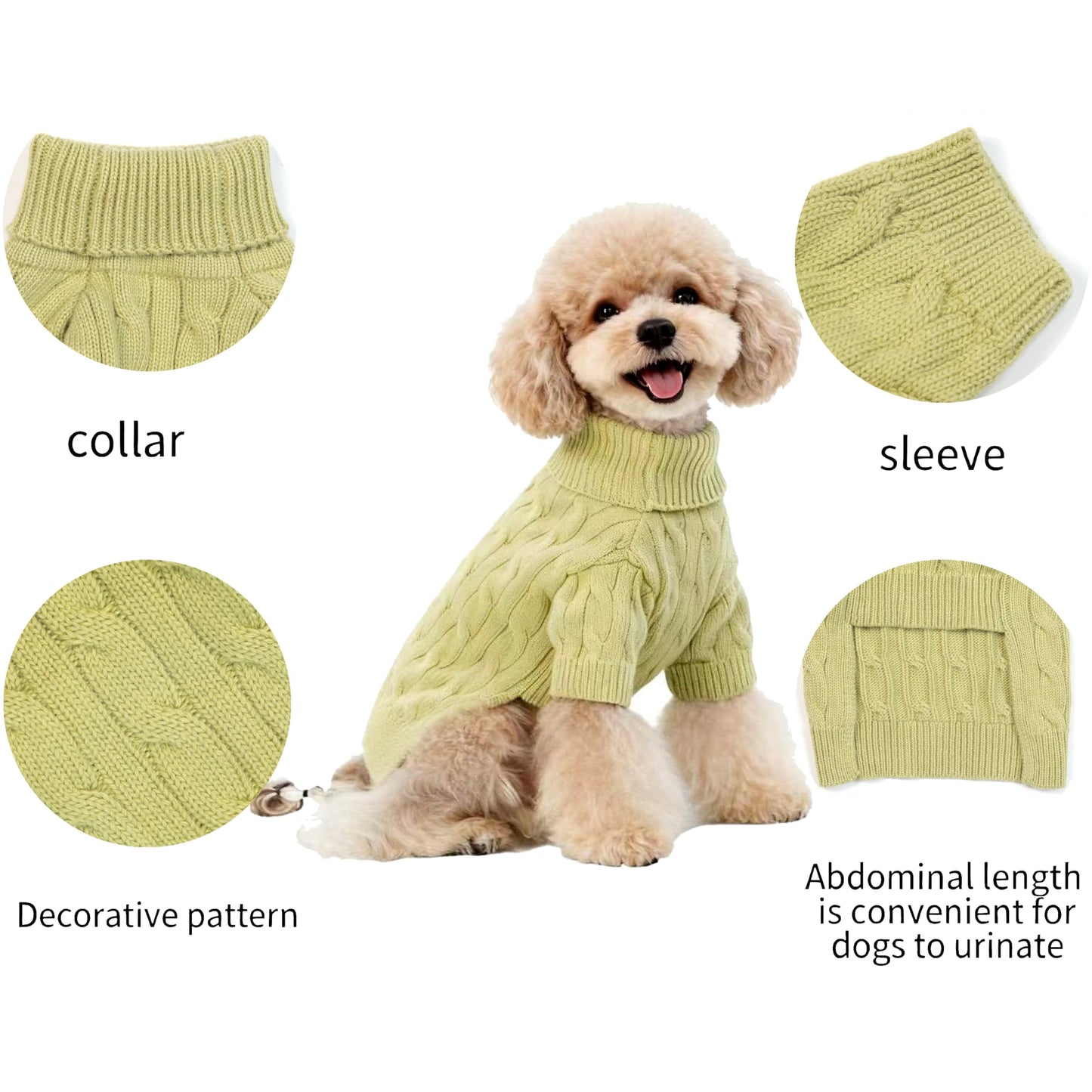 Small/Medium Dog Sweater, Warm Dog Winter Coat w/Sleeves, Comfortable High Neck & Leash Hole, Premium Dog Clothes for Schnauzer-Best for Holidays, Daily Walks M Apricot