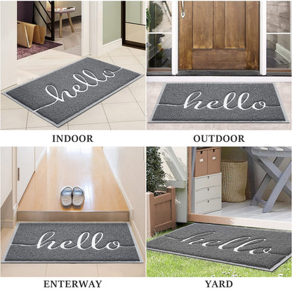 BeneathYourFeet Door Mat (30"x17.5",Black), Welcome Mat Low Profile Front Doormat Floor Mat Non Slip Rugs for Entryway, Patio, High Traffic Areas