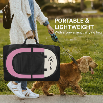 Siedihit Dog Cat Playpen, Puppy Pet Playpen Indoor for Small Dog Crate Tent Cage Outdoor, Portable Pop Up Dogs Enclosure Kennel with Carrying Case for Dogs/Cats/Rabbits(Grey, Small