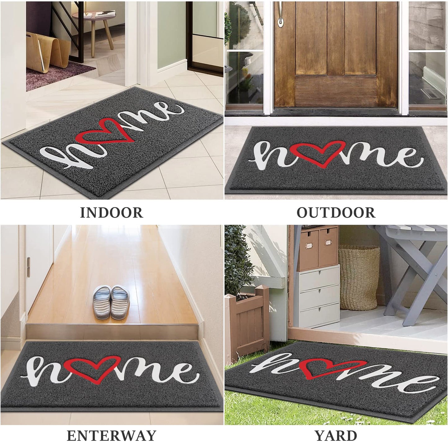 BeneathYourFeet Door Mat (30"x17.5",Black), Welcome Mat Low Profile Front Doormat Floor Mat Non Slip Rugs for Entryway, Patio, High Traffic Areas