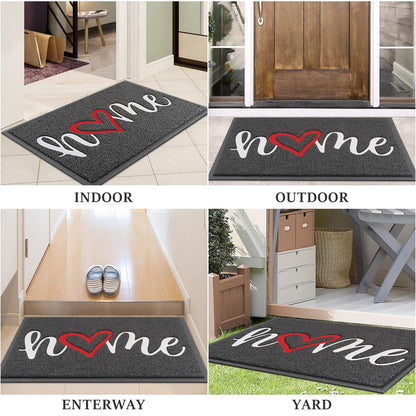 BeneathYourFeet Door Mat (30"x17.5",Black), Welcome Mat Low Profile Front Doormat Floor Mat Non Slip Rugs for Entryway, Patio, High Traffic Areas