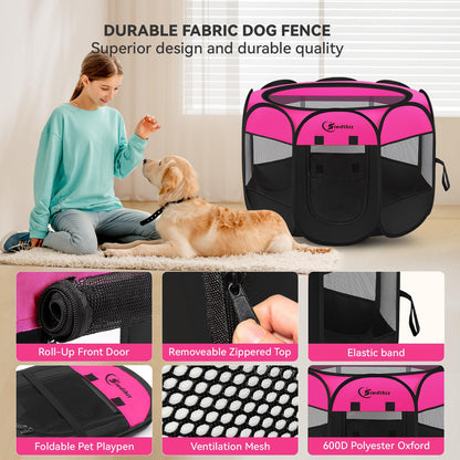 Siedihit Dog Cat Playpen, Puppy Pet Playpen Indoor for Small Dog Crate Tent Cage Outdoor, Portable Pop Up Dogs Enclosure Kennel with Carrying Case for Dogs/Cats/Rabbits(Grey, Small