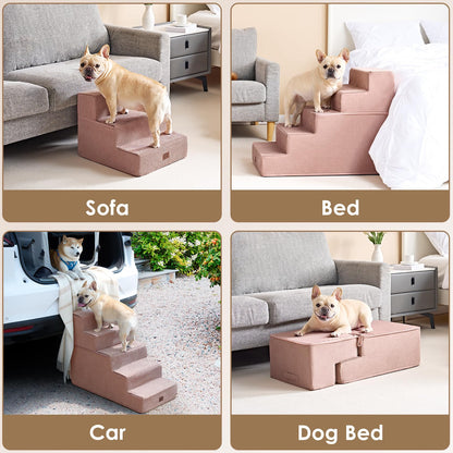 EHEYCIGA Dog Stairs for Bed 18" H, 4-Step Dog Steps for High Bed, Pet Steps for Small Dogs and Cats, Non-Slip Balanced Pet Ramp Indoor, Grey