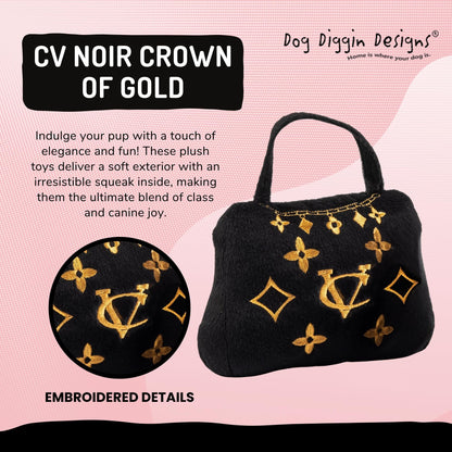 Diggin Designs Sniffany & Co Squeaky Plush Dog Toy Purse | Luxury-Inspired Parody Designer Handbag with Built-in Squeaker, Soft Plush Fashion Dog Toy – Haute Couture Purses & Handbags