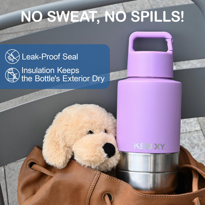 Insulated Dog Travel Water Bottle With Detachable Bowls, Ideal Dog Mom Gifts for Women, Portable Water Bottle Dispenser, For Walking, Hiking, Camping, Outdoor (Pink:Best Dog Mom, 32 Oz)