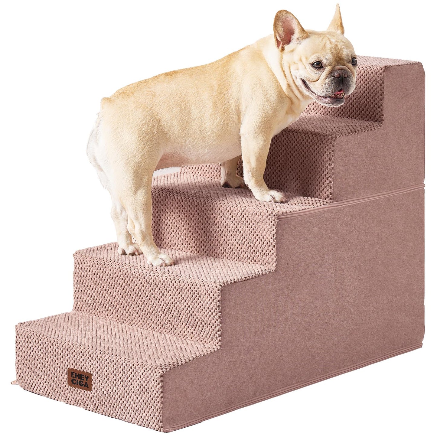 EHEYCIGA Dog Stairs for Bed 18" H, 4-Step Dog Steps for High Bed, Pet Steps for Small Dogs and Cats, Non-Slip Balanced Pet Ramp Indoor, Grey