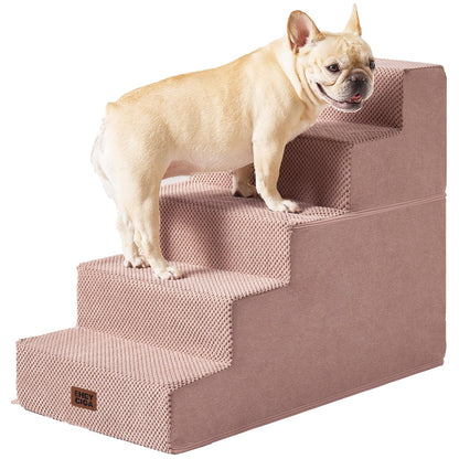 EHEYCIGA Dog Stairs for Bed 18" H, 4-Step Dog Steps for High Bed, Pet Steps for Small Dogs and Cats, Non-Slip Balanced Pet Ramp Indoor, Grey