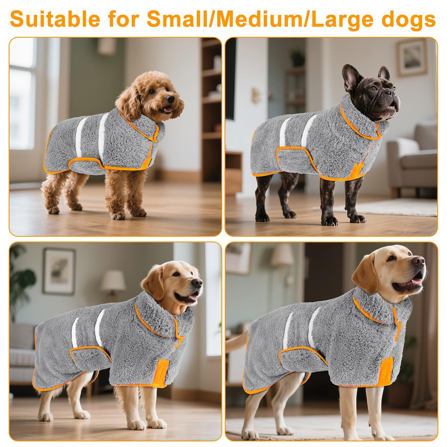 Bienbee Dog Bathrobe, Quick Drying Super Absorbent Dog Robes for After Bath, Warm Keeping Dogs Towel, Dogs Bath Supplies, Dark Blue XL
