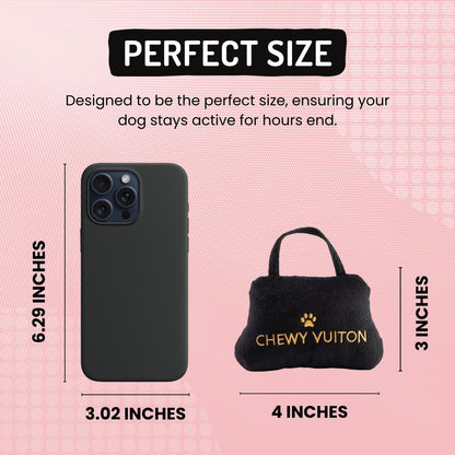 Diggin Designs Sniffany & Co Squeaky Plush Dog Toy Purse | Luxury-Inspired Parody Designer Handbag with Built-in Squeaker, Soft Plush Fashion Dog Toy – Haute Couture Purses & Handbags