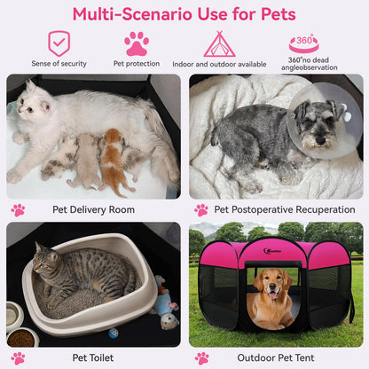 Siedihit Dog Cat Playpen, Puppy Pet Playpen Indoor for Small Dog Crate Tent Cage Outdoor, Portable Pop Up Dogs Enclosure Kennel with Carrying Case for Dogs/Cats/Rabbits(Grey, Small