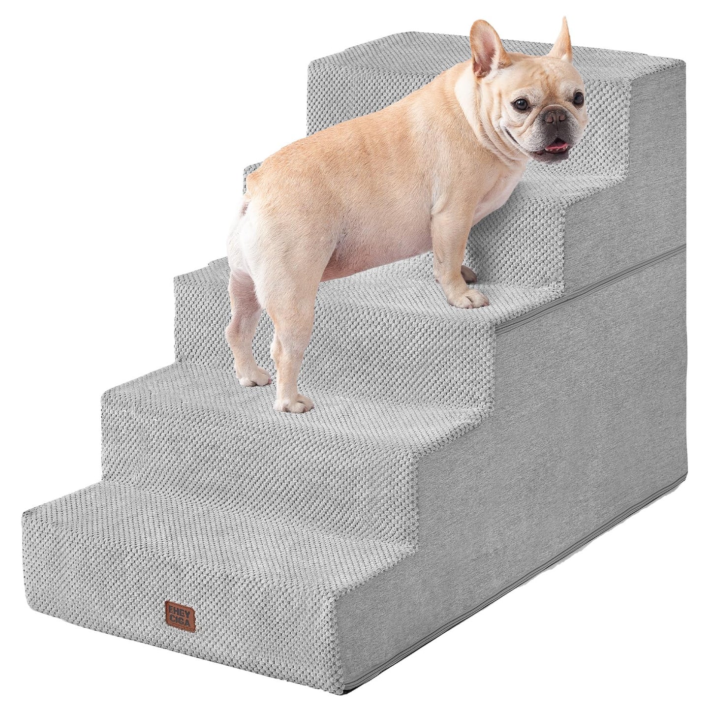 EHEYCIGA Dog Stairs for Bed 18" H, 4-Step Dog Steps for High Bed, Pet Steps for Small Dogs and Cats, Non-Slip Balanced Pet Ramp Indoor, Grey