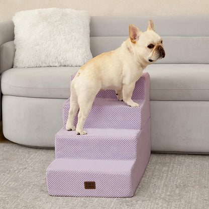 EHEYCIGA Dog Stairs for Bed 18" H, 4-Step Dog Steps for High Bed, Pet Steps for Small Dogs and Cats, Non-Slip Balanced Pet Ramp Indoor, Grey