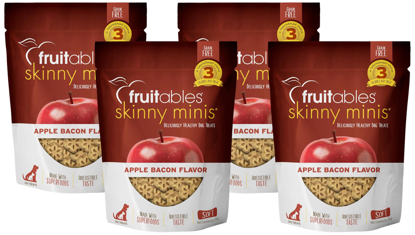 Fruitables Skinny Mini Dog Treats, Healthy Sweet Potato Treat for Dogs, Low Calorie & Delicious, Puppy Training, No Wheat, Corn or Soy, Made in the USA, Bacon and Apple Flavor, 12oz