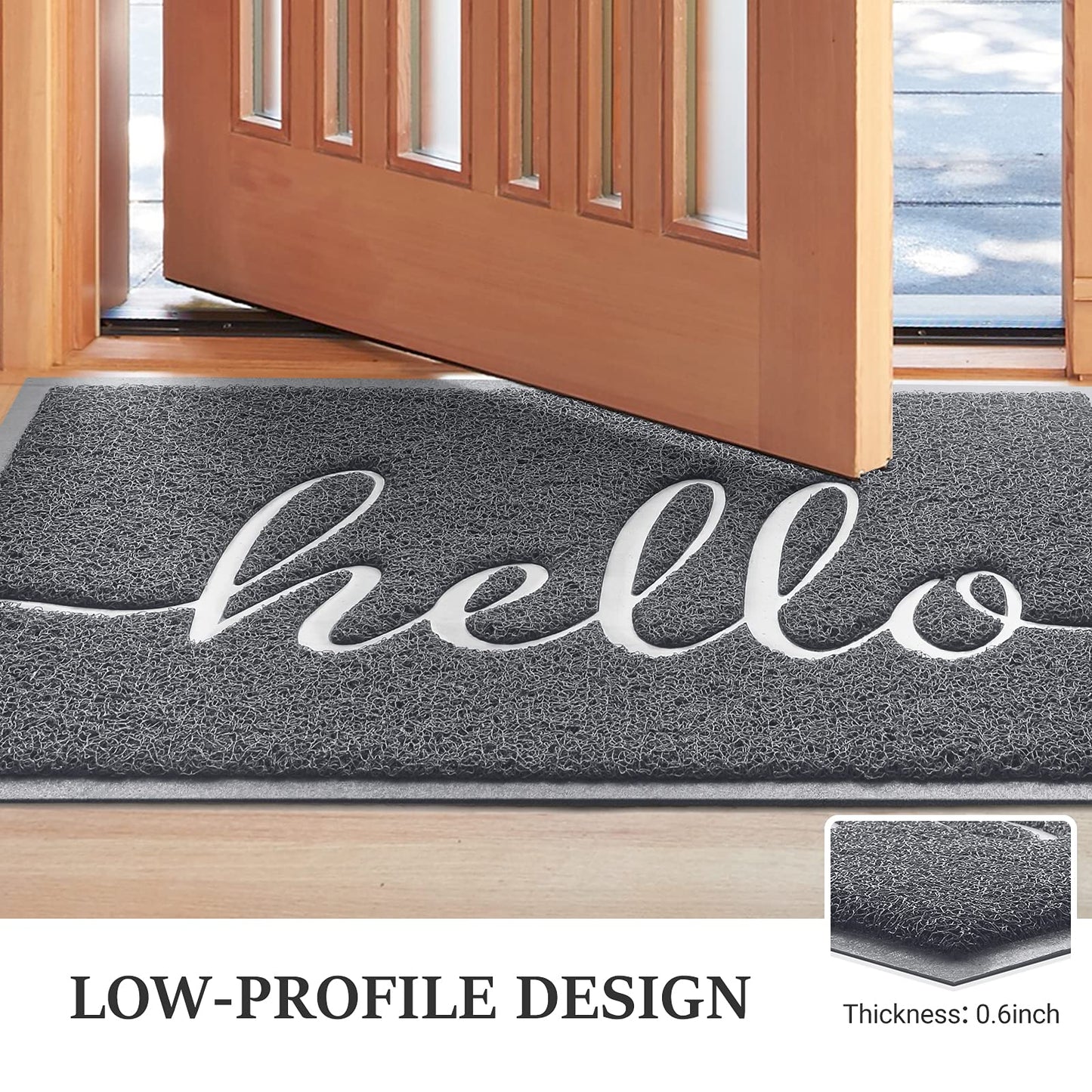 BeneathYourFeet Door Mat (30"x17.5",Black), Welcome Mat Low Profile Front Doormat Floor Mat Non Slip Rugs for Entryway, Patio, High Traffic Areas
