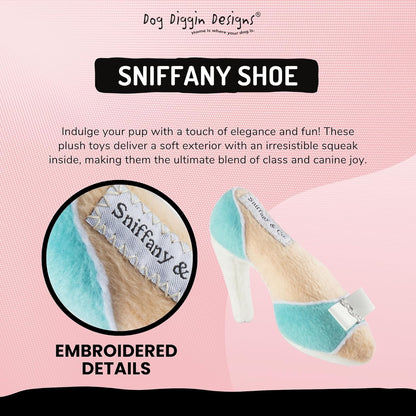 Diggin Designs Sniffany & Co Squeaky Plush Dog Toy Purse | Luxury-Inspired Parody Designer Handbag with Built-in Squeaker, Soft Plush Fashion Dog Toy – Haute Couture Purses & Handbags