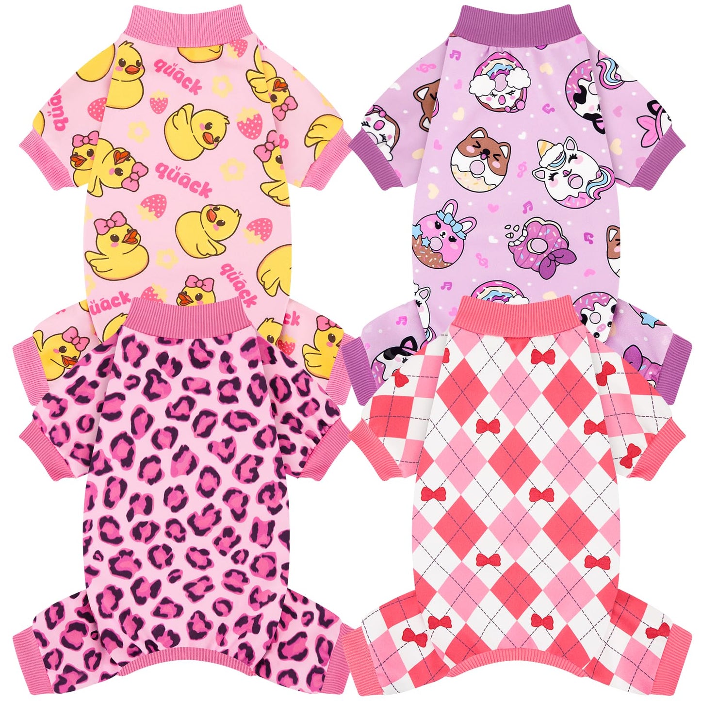 XPUDAC 4 Pack Dog Pajamas Soft Strechy Summer Dog Pjs Puppy Clothes for Small Medium Dogs Boy Girl Cat Pet Outfits, M