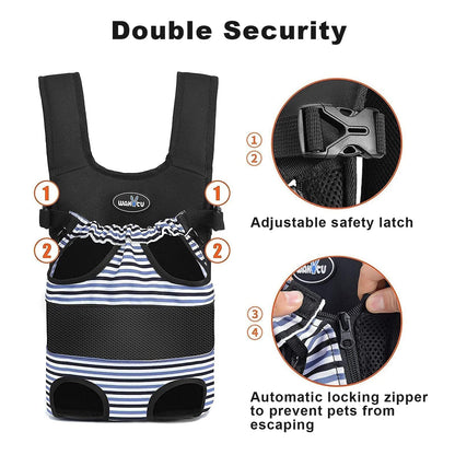 Dog Front Carrier Backpacks for Small Dogs, Legs Out Pet Carrier Sling Backpack with Adjustable Padded Ventilated Shoulder Straps, Easy-Fit for Traveling Hiking Camping,Medium