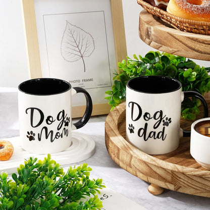 Whaline 2Pcs Dog Mom Dog Dad Mugs Couple Mugs, 12oz Couple Cups with Gift Box, Funny Gift Set for Dogs Lovers, Puppy Dogs Owner Pet Parent Gifts, Table Centerpieces Decor