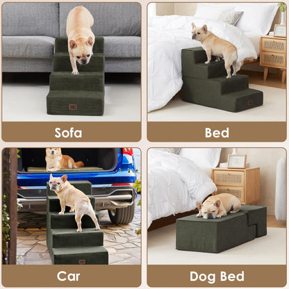 EHEYCIGA Dog Stairs for Bed 18" H, 4-Step Dog Steps for High Bed, Pet Steps for Small Dogs and Cats, Non-Slip Balanced Pet Ramp Indoor, Grey