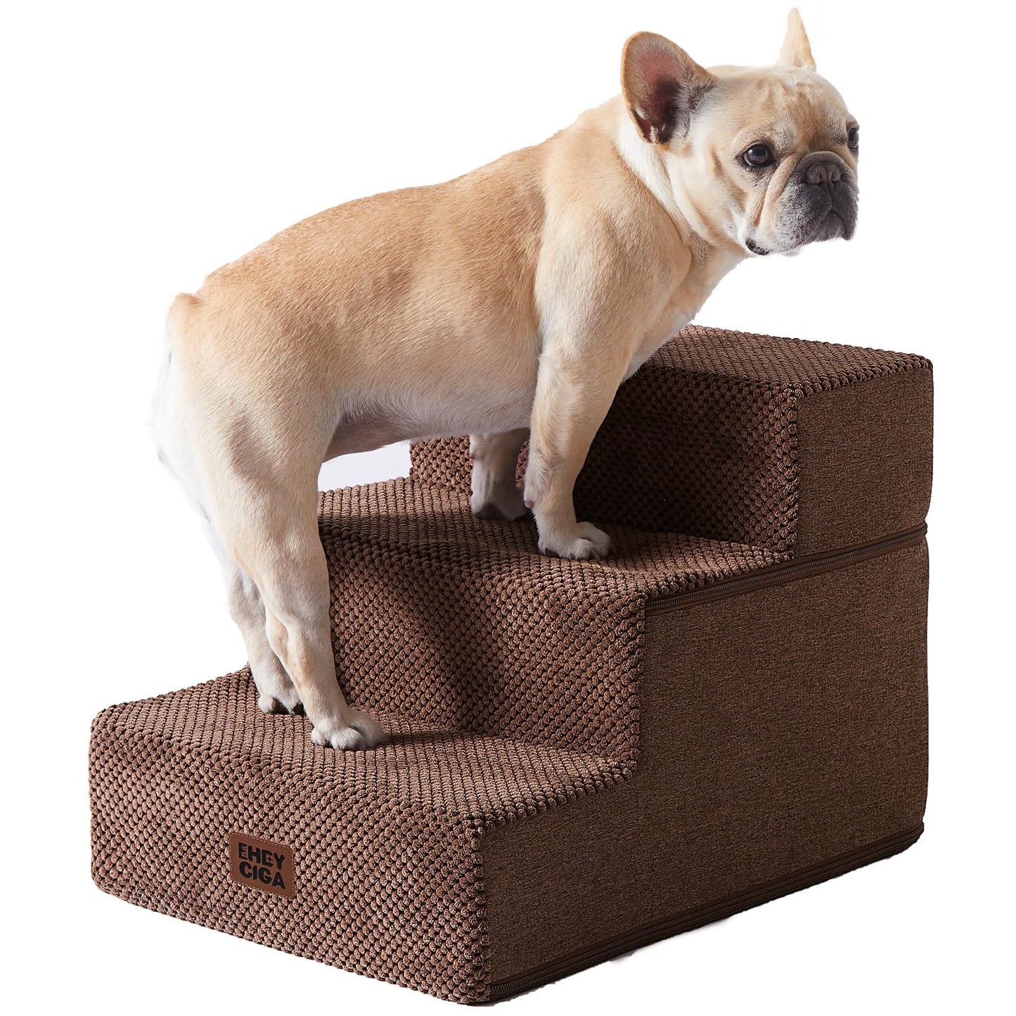 EHEYCIGA Dog Stairs for Bed 18" H, 4-Step Dog Steps for High Bed, Pet Steps for Small Dogs and Cats, Non-Slip Balanced Pet Ramp Indoor, Grey