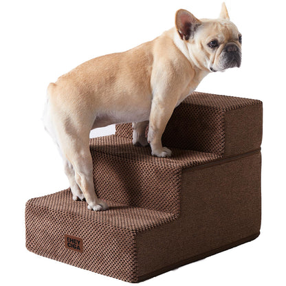 EHEYCIGA Dog Stairs for Bed 18" H, 4-Step Dog Steps for High Bed, Pet Steps for Small Dogs and Cats, Non-Slip Balanced Pet Ramp Indoor, Grey