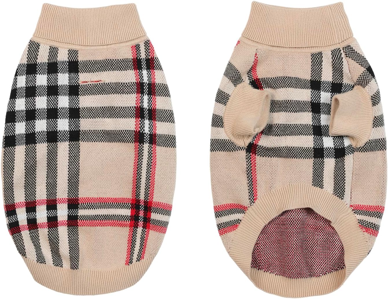 Small/Medium Dog Sweater, Warm Dog Winter Coat w/Sleeves, Comfortable High Neck & Leash Hole, Premium Dog Clothes for Schnauzer-Best for Holidays, Daily Walks M Apricot
