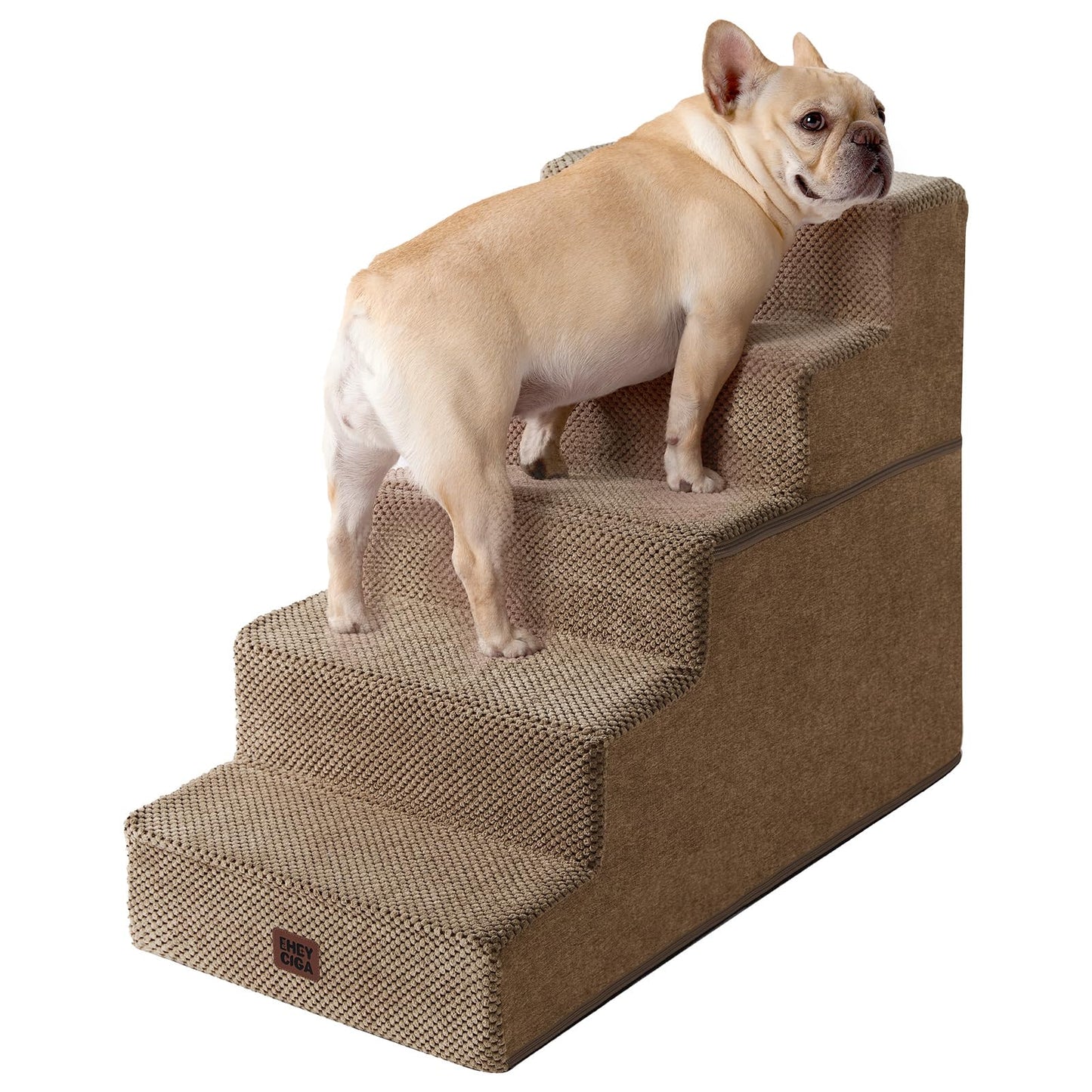 EHEYCIGA Dog Stairs for Bed 18" H, 4-Step Dog Steps for High Bed, Pet Steps for Small Dogs and Cats, Non-Slip Balanced Pet Ramp Indoor, Grey