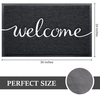 BeneathYourFeet Door Mat (30"x17.5",Black), Welcome Mat Low Profile Front Doormat Floor Mat Non Slip Rugs for Entryway, Patio, High Traffic Areas
