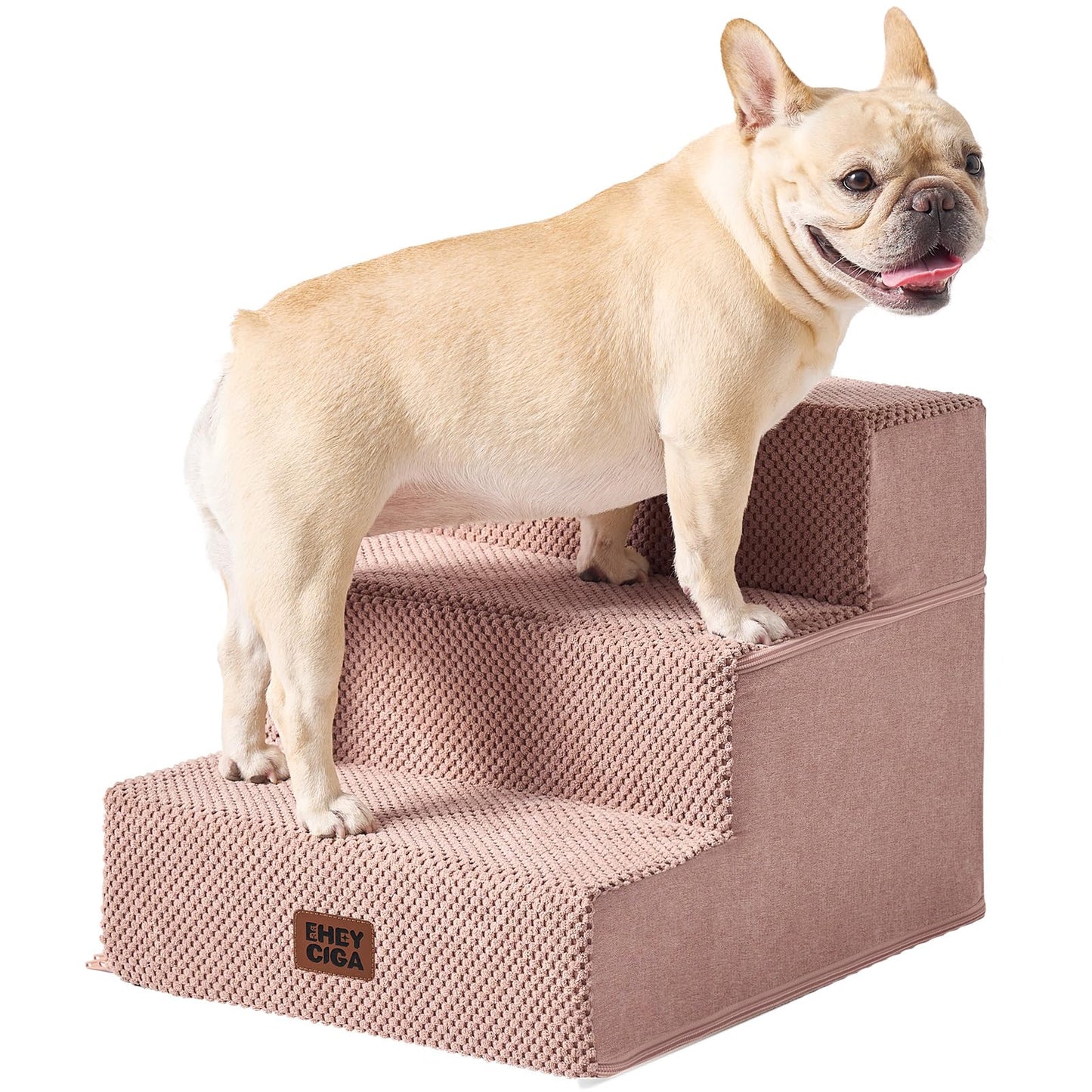EHEYCIGA Dog Stairs for Bed 18" H, 4-Step Dog Steps for High Bed, Pet Steps for Small Dogs and Cats, Non-Slip Balanced Pet Ramp Indoor, Grey