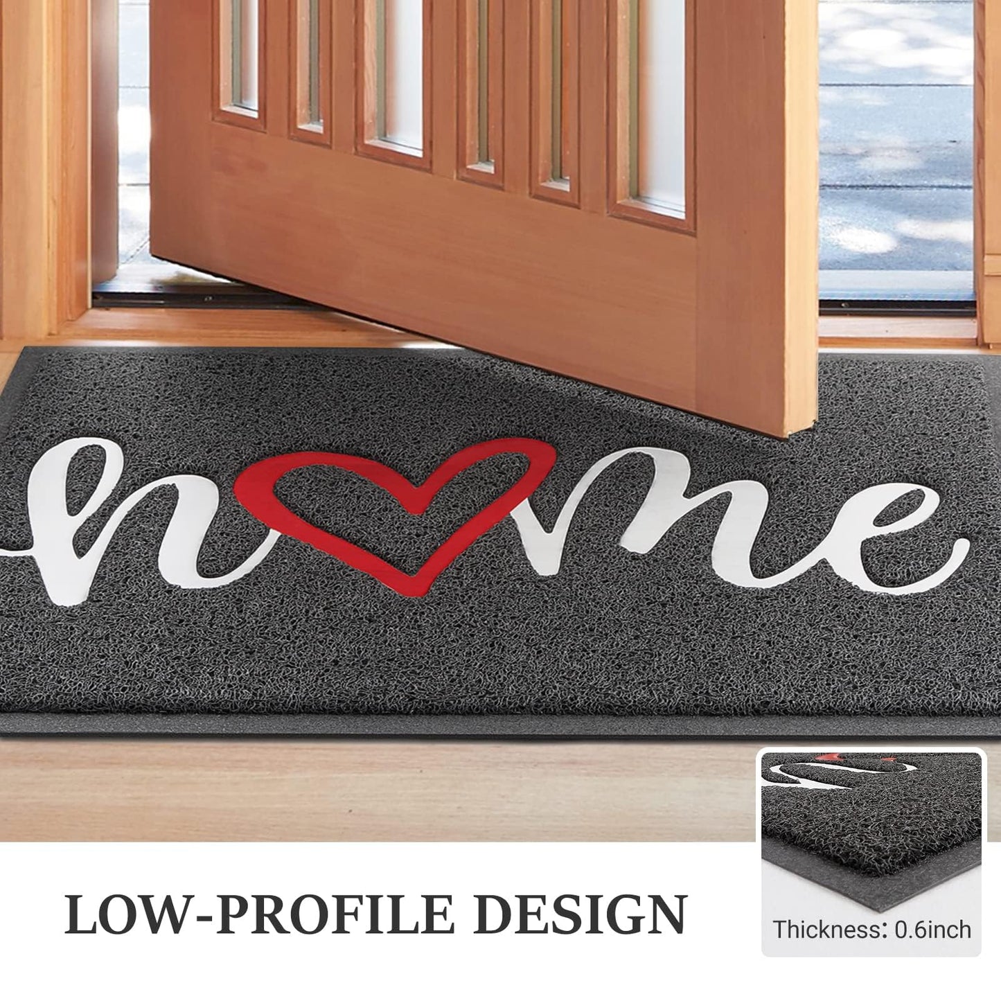 BeneathYourFeet Door Mat (30"x17.5",Black), Welcome Mat Low Profile Front Doormat Floor Mat Non Slip Rugs for Entryway, Patio, High Traffic Areas