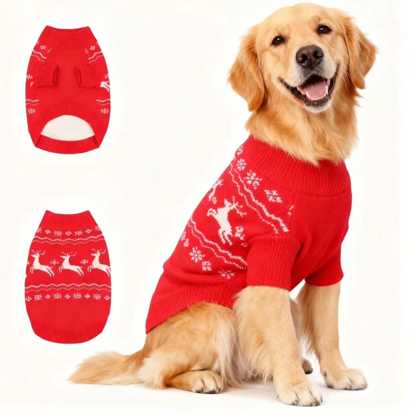 Small/Medium Dog Sweater, Warm Dog Winter Coat w/Sleeves, Comfortable High Neck & Leash Hole, Premium Dog Clothes for Schnauzer-Best for Holidays, Daily Walks M Apricot