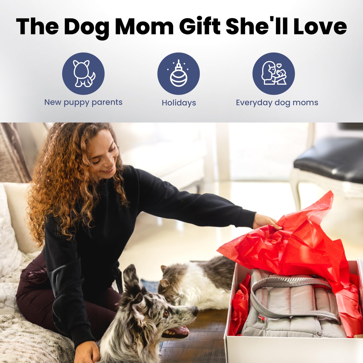 rubyloo Puffer Dog Travel Bag for Dog Moms – Doggy Diaper Bag with Pet Bowls & Food Storage or Everyday Puffy Tote – Doggy Mom Gifts for Women – Lightweight, Travel-Ready Gift for Pet Lovers – Beige