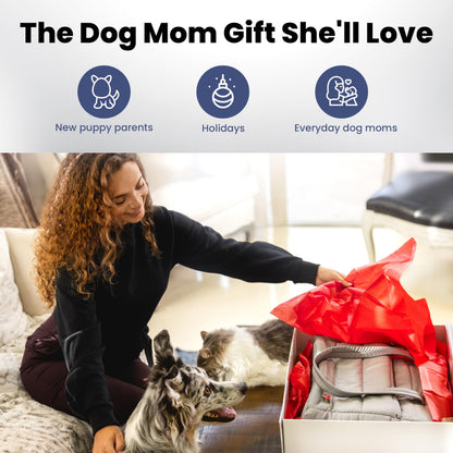 rubyloo Puffer Dog Travel Bag for Dog Moms – Doggy Diaper Bag with Pet Bowls & Food Storage or Everyday Puffy Tote – Doggy Mom Gifts for Women – Lightweight, Travel-Ready Gift for Pet Lovers – Beige