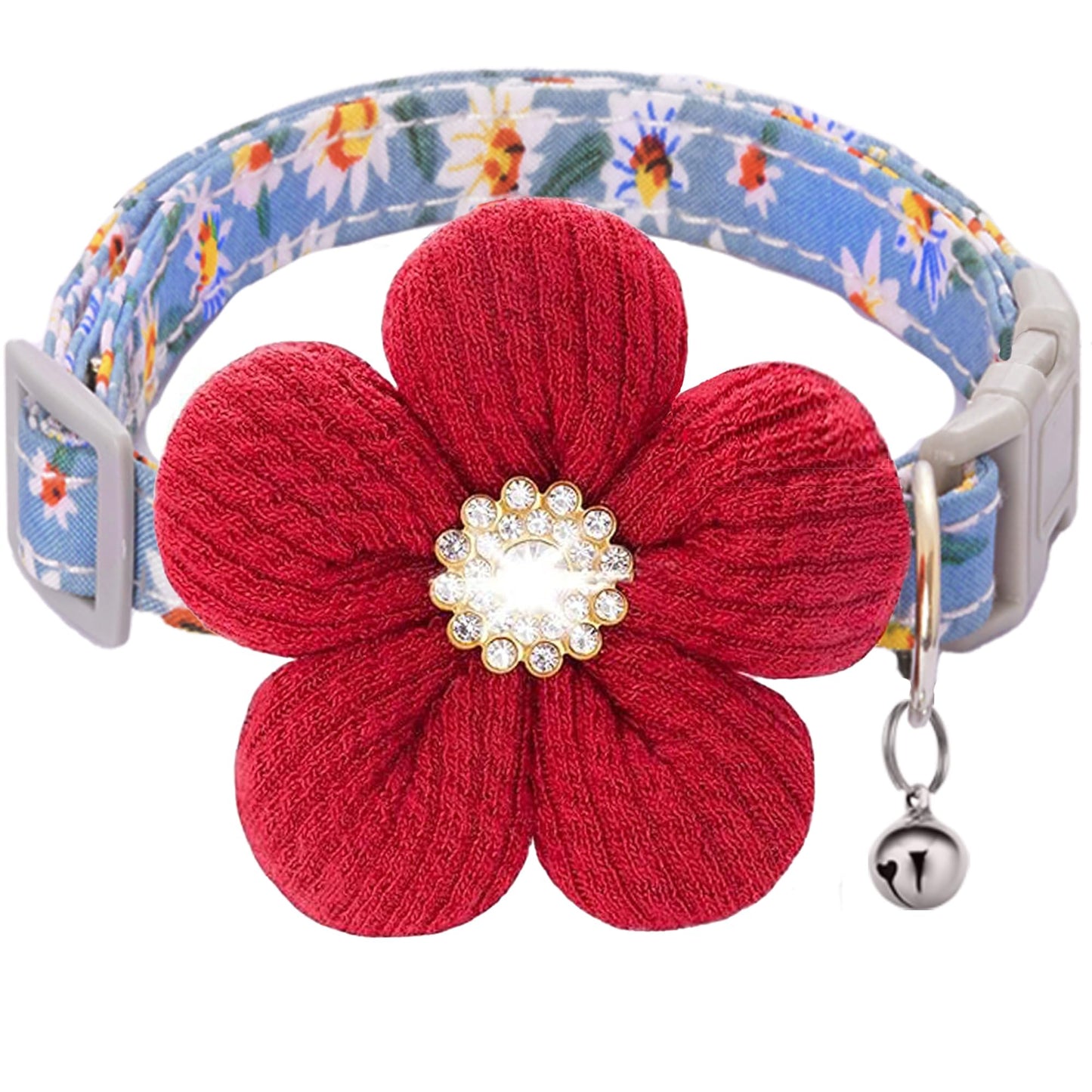 Small Dog Collar with Flower, Puppy Collar for Girl Dog Collars for Small Dogs Cute Dog Collar with Bell, Adjustable Length