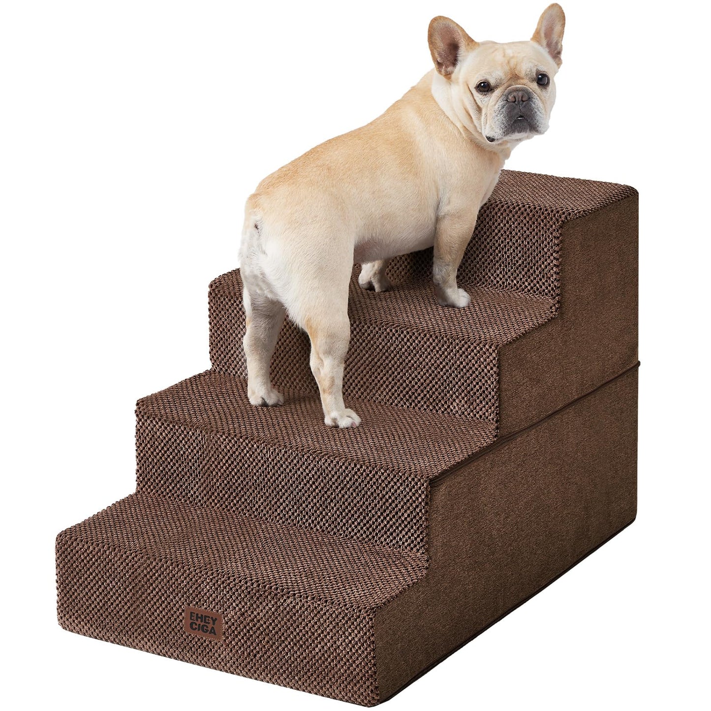 EHEYCIGA Dog Stairs for Bed 18" H, 4-Step Dog Steps for High Bed, Pet Steps for Small Dogs and Cats, Non-Slip Balanced Pet Ramp Indoor, Grey