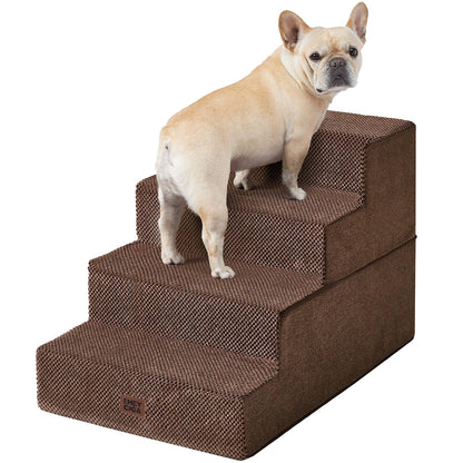 EHEYCIGA Dog Stairs for Bed 18" H, 4-Step Dog Steps for High Bed, Pet Steps for Small Dogs and Cats, Non-Slip Balanced Pet Ramp Indoor, Grey