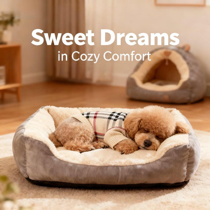 Small/Medium Dog Sweater, Warm Dog Winter Coat w/Sleeves, Comfortable High Neck & Leash Hole, Premium Dog Clothes for Schnauzer-Best for Holidays, Daily Walks M Apricot
