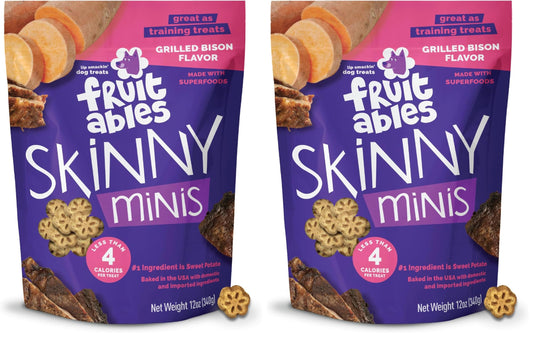 Fruitables Skinny Mini Dog Treats, Healthy Sweet Potato Treat for Dogs, Low Calorie & Delicious, Puppy Training, No Wheat, Corn or Soy, Made in the USA, Bacon and Apple Flavor, 12oz