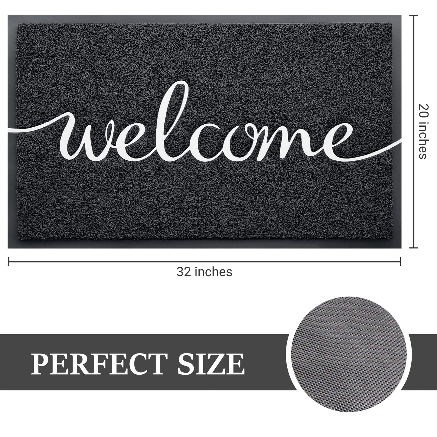 BeneathYourFeet Door Mat (30"x17.5",Black), Welcome Mat Low Profile Front Doormat Floor Mat Non Slip Rugs for Entryway, Patio, High Traffic Areas